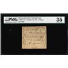 Image 1 : October 16, 1778 Massachusetts 2 Pence Colonial Currency Note PMG Choice Very Fi