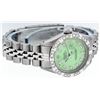 Image 3 : Rolex Ladies Stainless Steel Green Pyramid Diamond Datejust Wristwatch