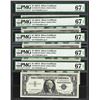 Image 1 : Lot of (5) Consecutive 1957A $1 Silver Certificate Notes PMG Superb Gem Unc. 67E