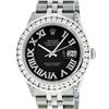 Image 1 : Rolex Mens Stainless Steel Black Roman Diamond Datejust Wristwatch