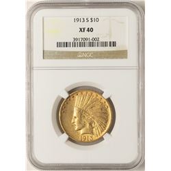 1913-S $10 Indian Head Eagle Gold Coin NGC XF40