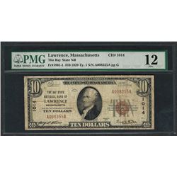 1929 $10 National Currency Note Lawrence, Massachusetts CH# 1014 PMG Fine 12