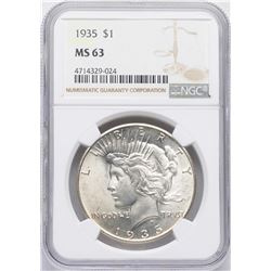 1935 $1 Peace Silver Dollar Coin NGC MS63