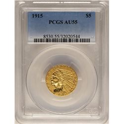 1915 $5 Indian Head Half Eagle Gold Coin PCGS AU55