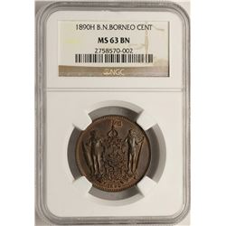 1890-H British North Borneo Cent Coin NGC MS63BN