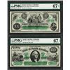 Image 1 : Fancy Serial Pair 1872 $20 & $50 South Carolina Obsolete Notes PMG Superb Gem Un