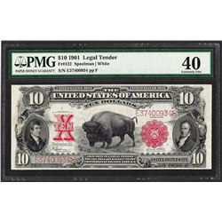 1901 $10 Bison Legal Tender Note Fr.122 PMG Extremely Fine 40