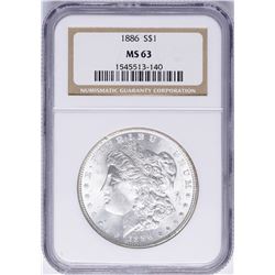 1886 $1 Morgan Silver Dollar Coin NGC MS63