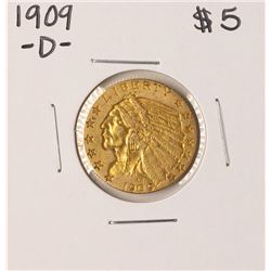 1909-D $5 Indian Head Half Eagle Gold Coin