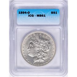 1894-O $1 Morgan Silver Dollar Coin ICG MS61