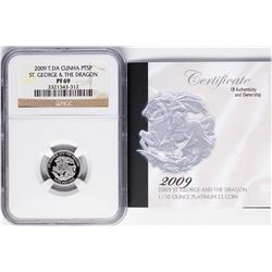 2009 T.DA Cunha 5 Pounds 1/10 oz St. George & Dragon Platinum Coin NGC PF69