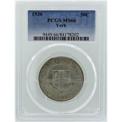 1936 York County, Maine Tercentenary Commemorative Half Dollar Coin PCGS MS66