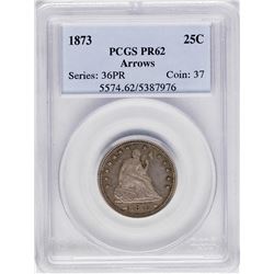 1873 Proof Seated Liberty Quarter Coin PCGS PR62 Arrows