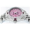 Image 2 : Rolex Ladies Stainless Steel Pink Stamp Diamond & Ruby Datejust Wristwatch