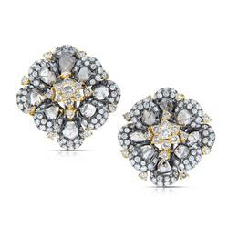 18k Two Tone Gold  6.31CTW Diamond and Sliced Dia Earring