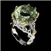 Image 1 : Natural Handmade Oval 18x16mm Green Amethyst Ring