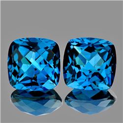 Natural AAA Cushion London Blue Topaz Pair - FLawless