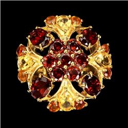 Natural Rich Orange Mozambique Garnet Citrine Ring