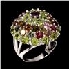 Image 2 : Natural Rhodolite Garnet Peridot & Tourmaline Ring