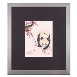 Caroline Young, "Searching" Framed Original Gouache Painting on Mother of Pearl Paper, Hand Signed w