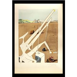 Salvador Dali- Original Engravings with Lithographic Color "Dali Martian Muni Double Microscope Holo