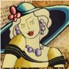 Image 2 : Oz El Hai, "Blue Hat - Musical Series (Version 2)" Framed Original 3D Mixed Media Painting on Board;