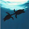 Image 2 : Wyland - "Two Turtles" Framed Original Watercolor Painting, Hand Signed with Certificate of Authenti
