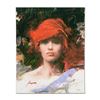 Image 1 : Pino (1939-2010) - "Red Turban" Artist Embellished Limited Edition on Canvas, AP Numbered and Hand S