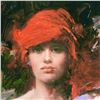 Image 2 : Pino (1939-2010) - "Red Turban" Artist Embellished Limited Edition on Canvas, AP Numbered and Hand S