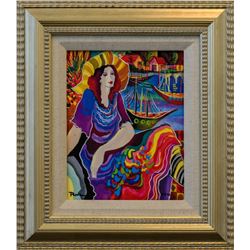 Patricia Govezensky- Original Giclee on Canvas "Lady by the Bayside"