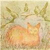 Image 2 : Edna Hibel (1917-2014), "Pumbit the Cat" Limited Edition Lithograph on Rice Paper, Numbered and Hand