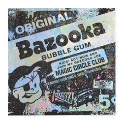 Gail Rodgers - "Bazooka Joe" One-of-a-Kind Hand-Pulled Silkscreen and Acrylic Painting on Canvas, Ha