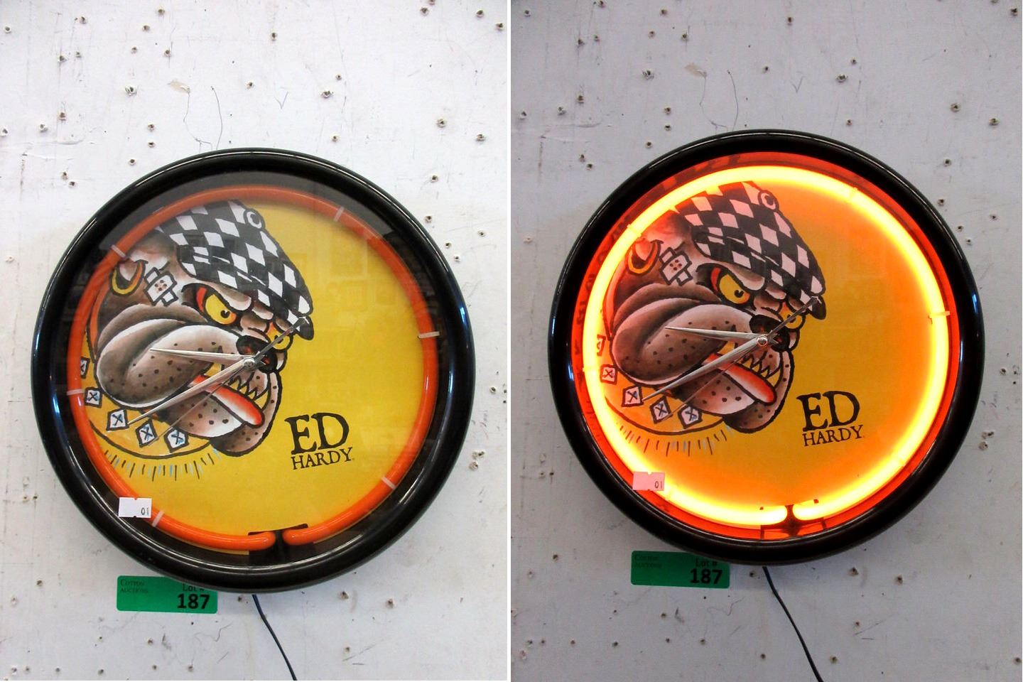 12 Inch Electric Neon "Ed Hardy" Wall Clock