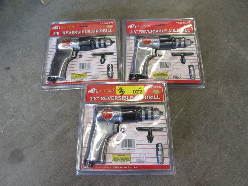 3 New 3/8" Reversible Air Drills