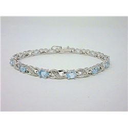 7.15 CT Blue Topaz & Diamond Tennis Bracelet