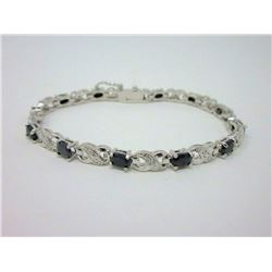 7.8 CT Sapphire & Diamond Tennis Bracelet