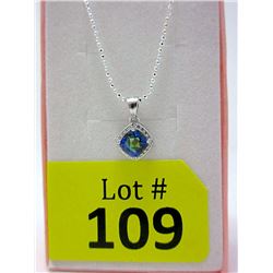 1 CT  Topaz & Diamond Sterling Silver Pendant