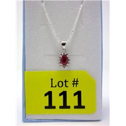 Ruby & Diamond Sterling Silver Pendant