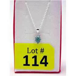 Emerald & Diamond Sterling Silver Pendant