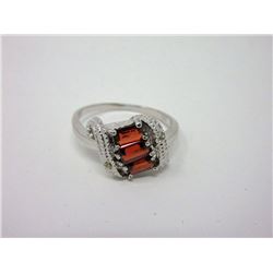 Sterling Silver Garnet & Diamond Cocktail Ring