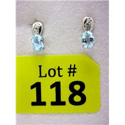 New Diamond & Blue Topaz Sterling Silver Earrings