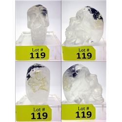 Black Quartz & Chlorite Hand Carved 3D Skull