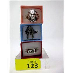 3 New Men's Biker Rings