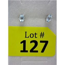 New Blue Topaz Sterling Silver Stud Earrings