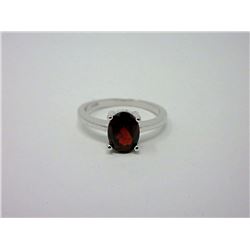 Sterling Silver Garnet Solitaire Ring