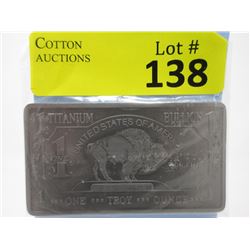 1 Oz .999 Fine Titanium USA Mint Buffalo Bar