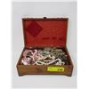 Image 2 : Large Wood Jewelry Box & Contents