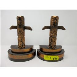Vintage Metal Totem Pole Bank Bookends