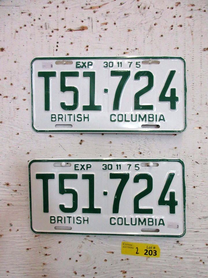 Pair of 1975 BC License Plates