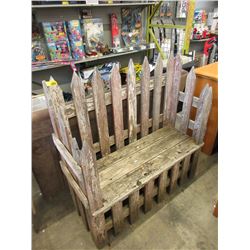 One Wood Picket Fence Garden Bench